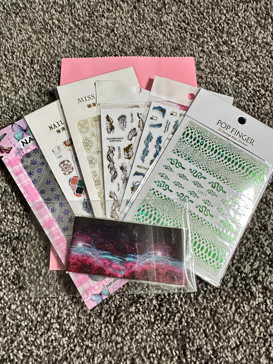 Nail art 7pc sticker/foil bundle