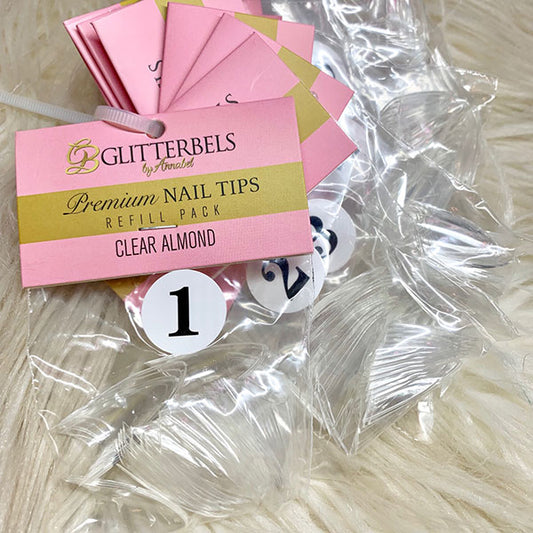 Glitterbels Clear Almond Tips Refill #1