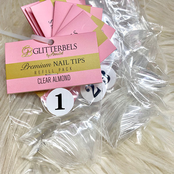 Glitterbels Clear Almond Tips Refill #2