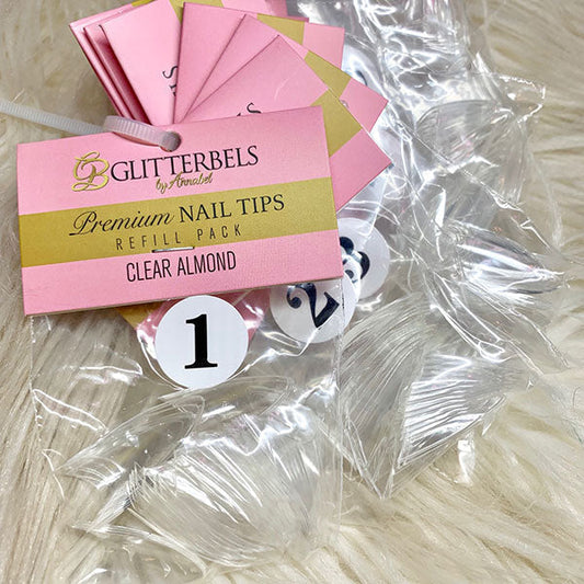 Glitterbels Clear Almond Tips Refill #8