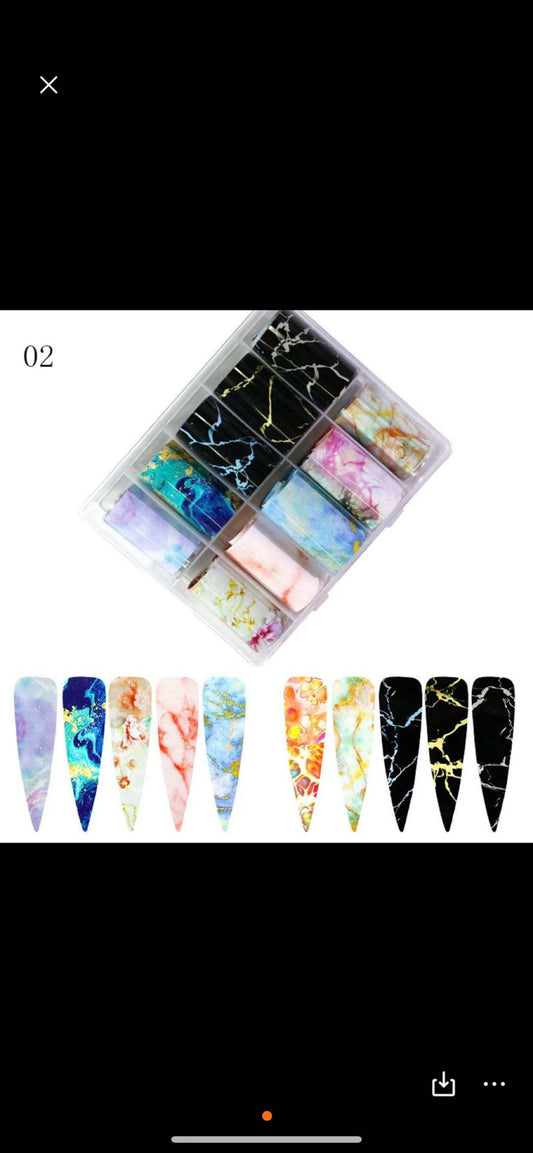 Nail foil pack marbles