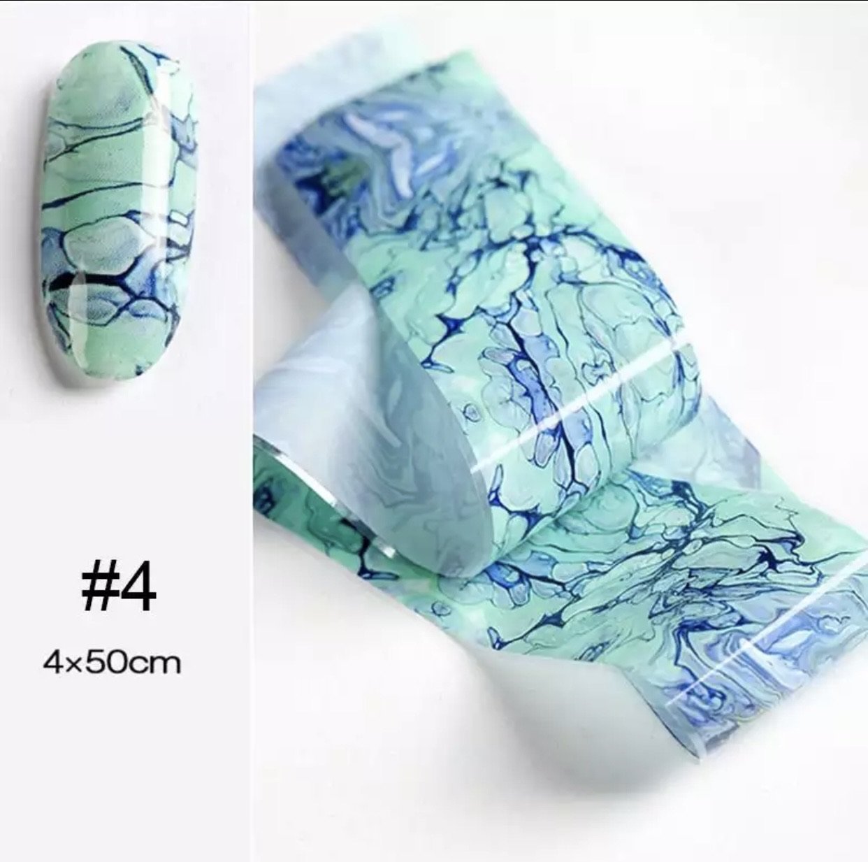 Nail foils blue ink marble