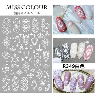 White filigree nail stickers