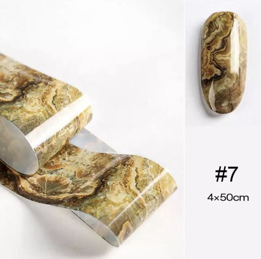 Nail foils brown stone marble